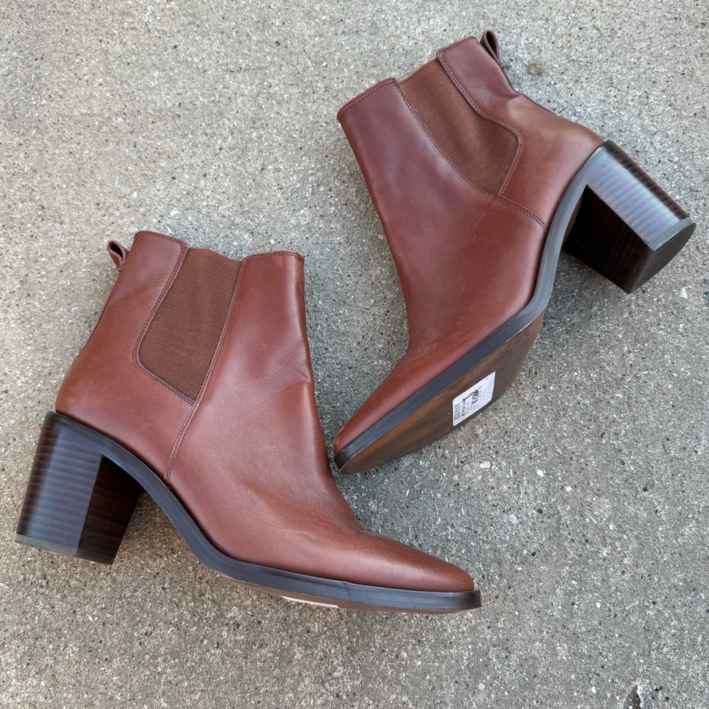 Madewell Red Brown Newbury Pull On Chelsea Heeled Boots Women’s Size‎ 11 Fall
